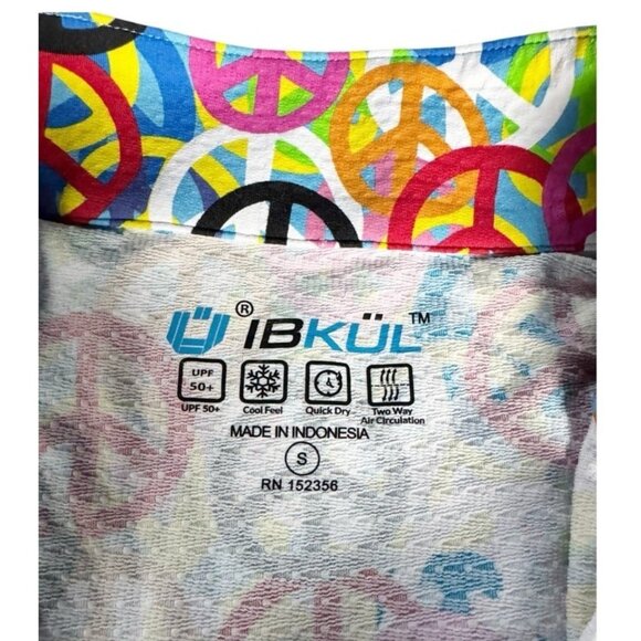 IBKUL Women’s Sz S Peri Peace Sign Long Sleeve Mock Golf Shirt UPF 50+ - Picture 5 of 9